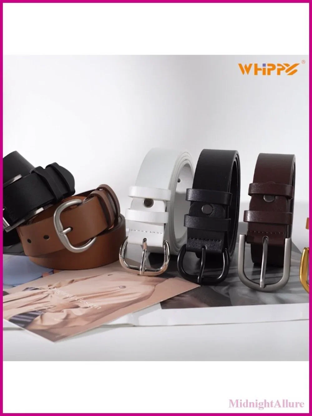 Women Leather Belt with Pin Buckle Adjustable for Jeans Pants Dresses